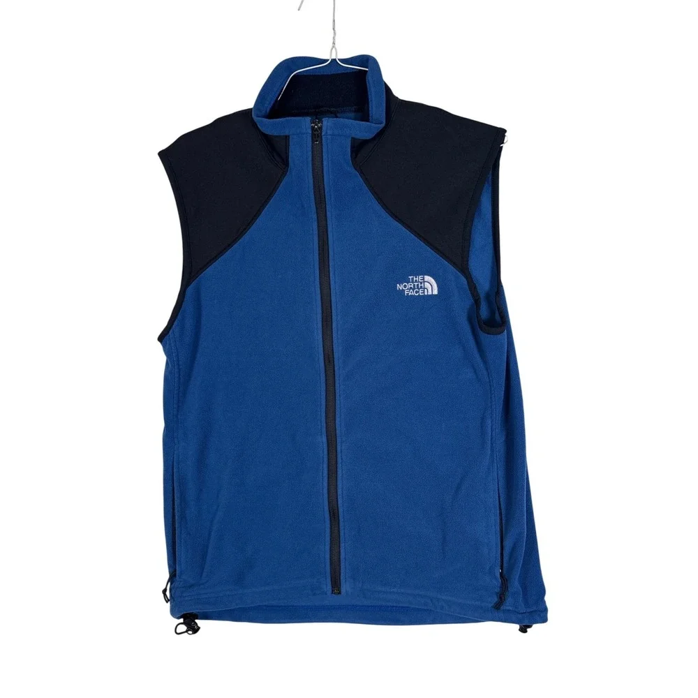 The North Face Mens Polartec Fleece Vest Blue Black Full Zip Sleeveless M 7859-3